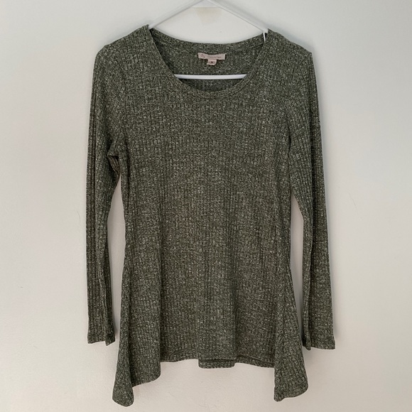 Dress Barn Green and White Speckled Long Sleeve Sweater Top - Picture 1 of 10